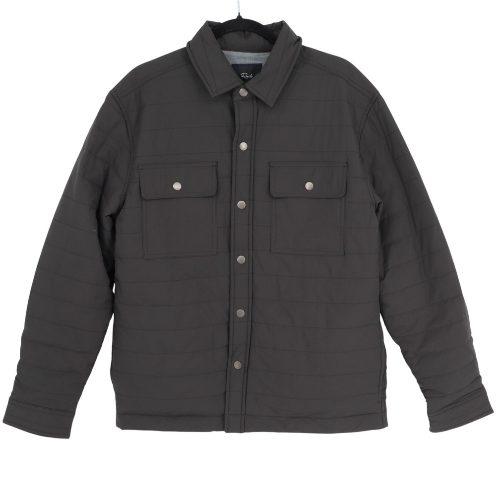 Rails Andover Quilted Snap Button Jacket Black Men's Medium Puffer Shirt Style